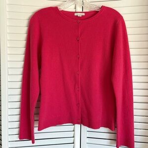 Garnet Hill Classic Cashmere Cardigan Pink Sz S